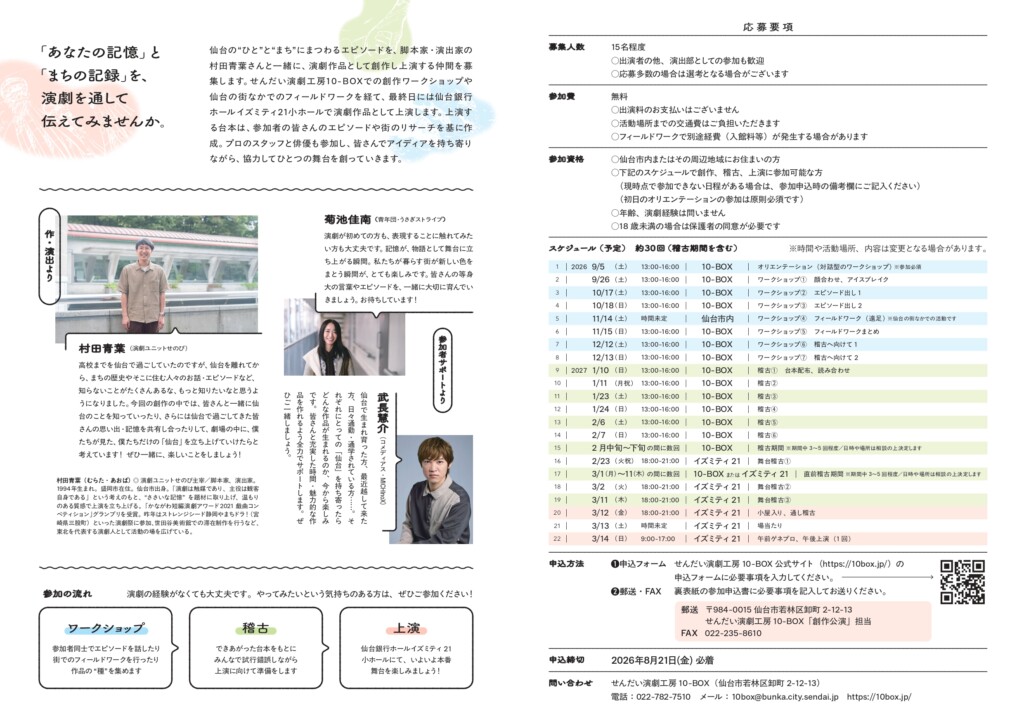 創作公演 『そういえば、この通りでさ』参加者募集チラシ裏
