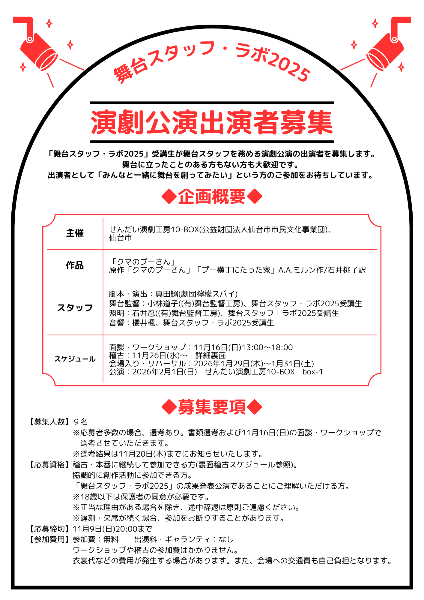 舞台スタッフ・ラボ2025演劇公演出演者募集